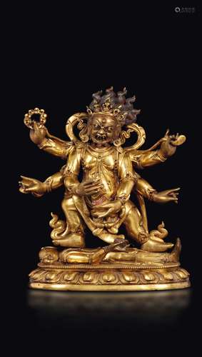 A gilt bronze figure of Sadbhuja-Mahakala, Tibet, 18th cen ...