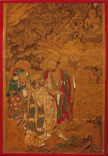 A painting on paper depicting epiphany of three wise men,  ...