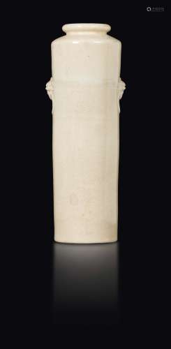 A craquel?Blanc de Chine vase with mask handles, China, Qing  ...