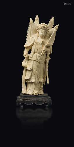 A carved ivory figure of warrior Guanyin, China, early 20th  ...