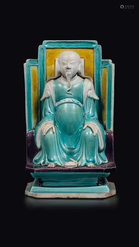 A glazed bisquit figure of Zhenwu, China, Qing Dynasty, Kangxi  ...