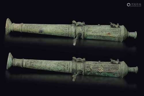 A pair of bronze cannons, China, Qing Dynasty, 18th centur ...