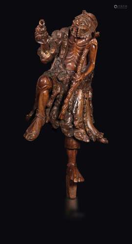 A wooden figure of fisherman, Japan, 19th century