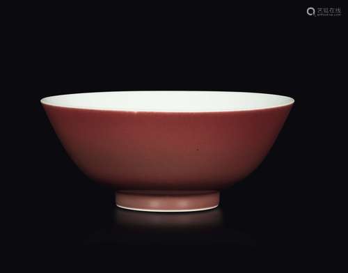 A ruby porcelain bowl, China, Qing Dynasty, Qianlong Mark  ...