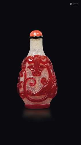 A ruby-red overlay glass snuff bottle, China, Qing Dynasty  ...