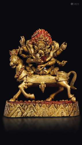 A gilt bronze figure of Mahakala in Yab Yum, Tibet, 18th c ...