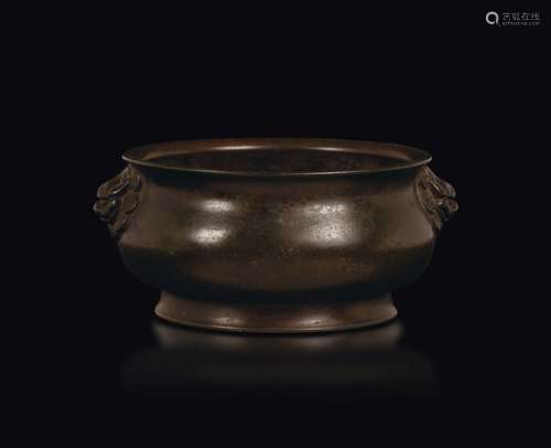 A bronze censer with mask handles, China, Ming Dynasty, 17th  ...