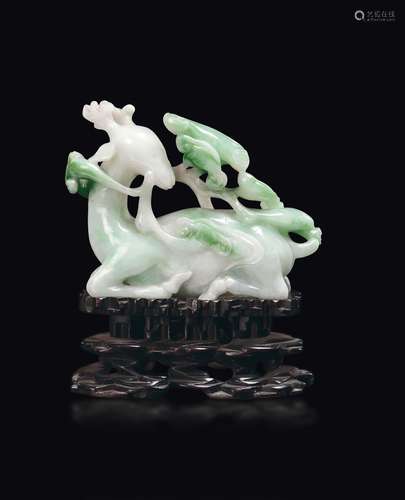 A jadeite figure of deer with branches, China, Qing Dynasty,  ...