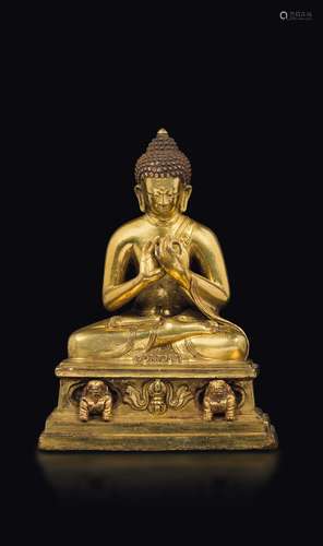 A gilt bronze figure of Buddha Sakyamuni, China, Qing Dynasty,  ...