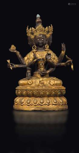 A gilt bronze figure of Usnisavijaya, China, Qing Dynasty,  ...