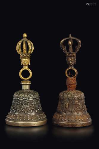 Two bronze ghanta bells, Tibet, 19th century