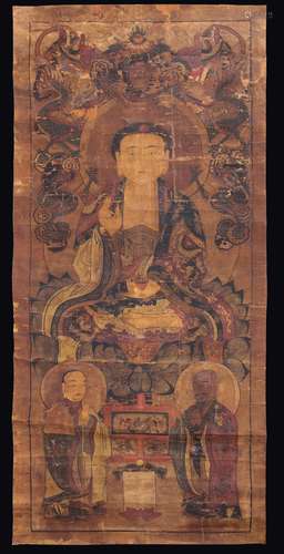 A painting on paper depicting Buddha, Tibet, 18th century