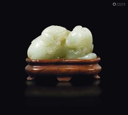 A white jade dog and bird group, China, Qing Dynasty, 19th  ...