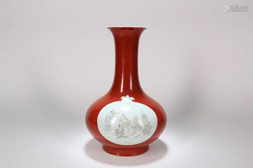 A Chinese Red Glazed Porcelain Vase