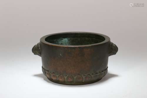 A Chinese Carved Bronze Incense Burner