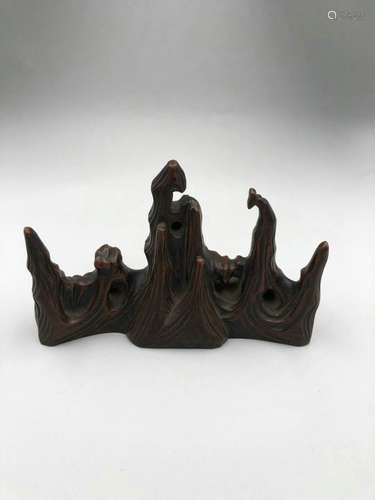 A Chinese Carved Boxwood Brush Rest