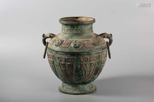 A Chinese Carved Bronze Vase