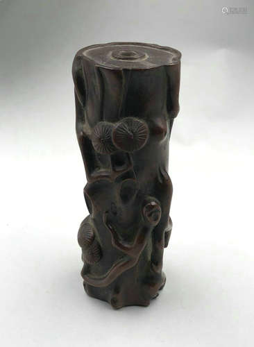 A Chinese Carved Boxwood Incense Holder