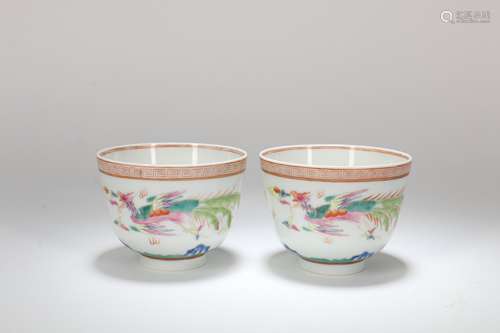 A Pair of Chinese Famille-Rose Porcelain Cups