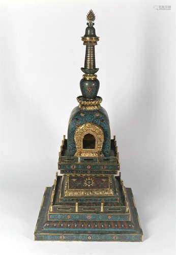 A Chinese Cloisonné Buddhist Tower