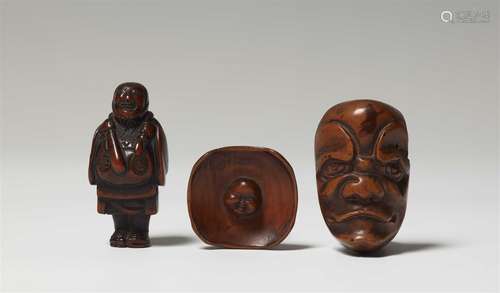 Drei Netsuke. Holz. 19. Jh.