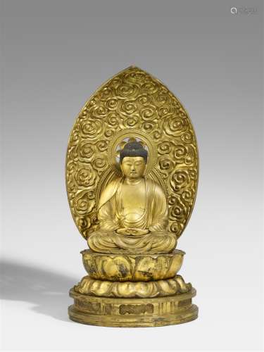 Buddha Amida Nyorai. Holz, Lack und Vergoldung. 18. Jh.