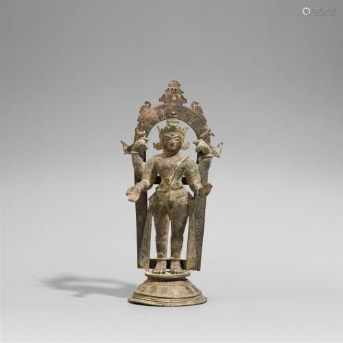 Figur eines vierarmigen Shiva. Bronze. Ostindien 17./19. Jh.