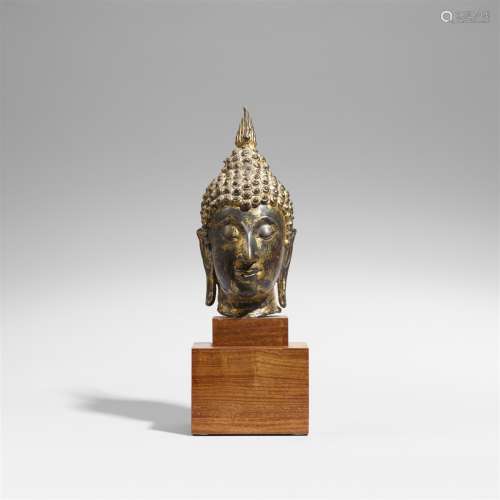 Buddha-Kopf. Bronze. Thailand, Sukhothai. Ca. 14. Jh.