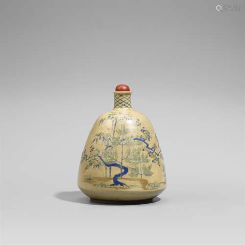 Sake-Flasche (tokkuri). Kyoto, wahrscheinlich Kiyomizu-Ware. Edo-Zeit, 18./19. Jh.