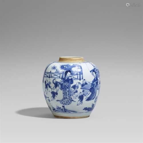 Kleiner blau-weißer Ingwertopf. Kangxi-Periode (1662-1722)