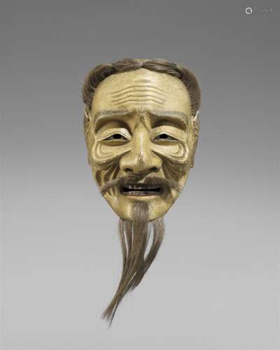 Nô-Maske vom Typ Sankôjô. Holz, farbig gefasst. 17./18. Jh.
