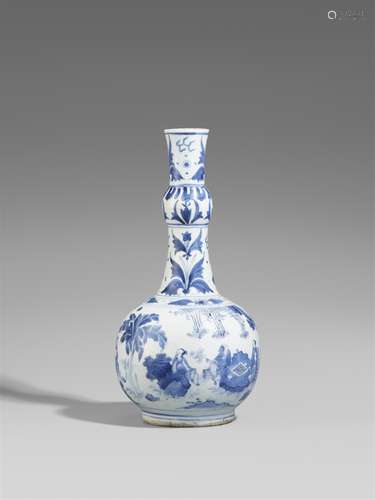 Blau-weiße Flaschenvase. Chongzhen Periode (1628-1644)