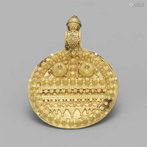 Amulett (jibi). Goldgranulat. Gujarat, Kachchh, Dorf Kodki