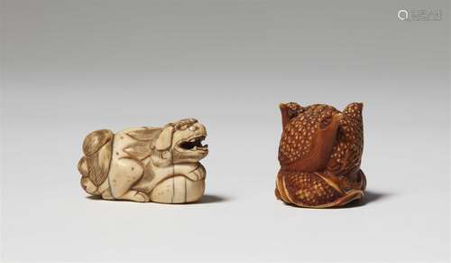 Drei Netsuke. Elfenbein. 19. Jh.