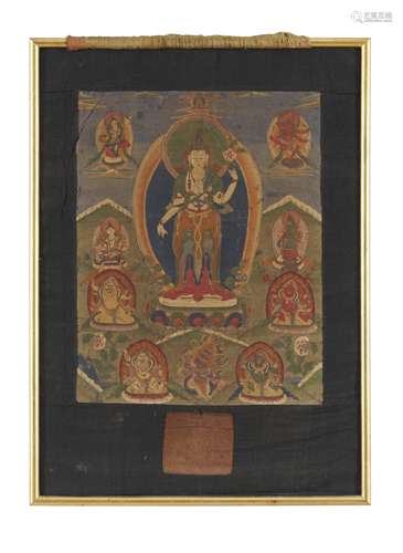 Thangka des Avalokiteshvara. Tibet. 19. Jh.