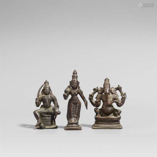 Drei Figuren. Bronze. Südindien. 19. Jh.