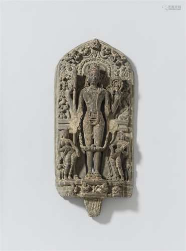 Stele eines Vishnu. Grauer Stein. Nordostindien, Bengalen. Pala-Zeit 12. Jh.