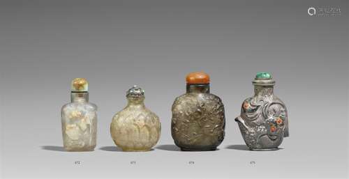 Snuff bottle. Rauchquarz. 19. Jh.