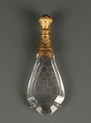 Gold and Crystal Russian Perfume Bottle, Marked