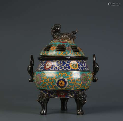 Chinese Enamel Bronze Incense Burner