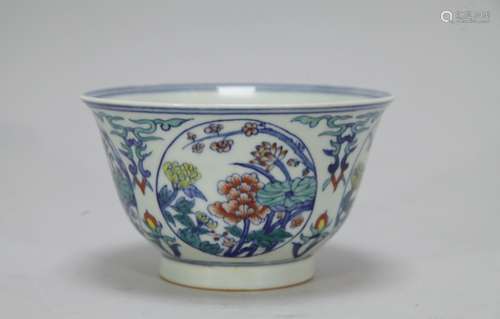 Chinese Dou Cai Porcelain Bowl w/ Mark