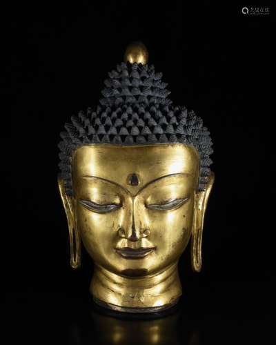 Chinese Gilt Bronze Head