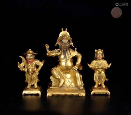 Set of Qing Dynasty Chinese Gilt Bronze Figures