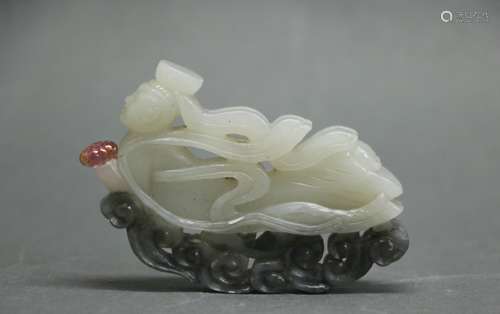 Chinese White& Grey Jade Immortal on a Cloud