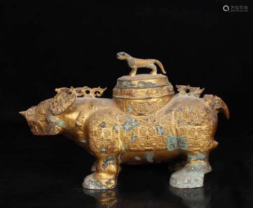 Chinese Gilt Bronze Rhinoceros