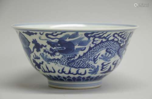 Chinese Blue/White Porcelain Bowl, Marked