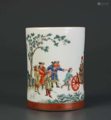 Chinese Famille Rose Porcelain Brush Pot