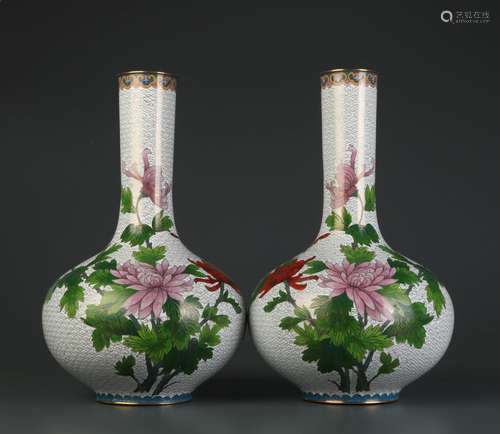 Pair of Chinese Cloisonne Vases