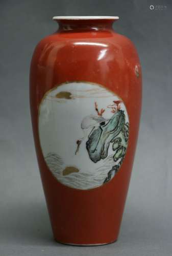 Chinese Red Glazed Porcelain Vase