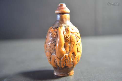 Chinese Walnut carving of Snuff Bottle